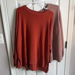 2 Pullover Sweatshirts - Blush and Burnt Orange